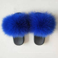 ZRTX38 zapatillas mullidas azules con suela de PVC negro chanclas de piel de zorro rosa para niños